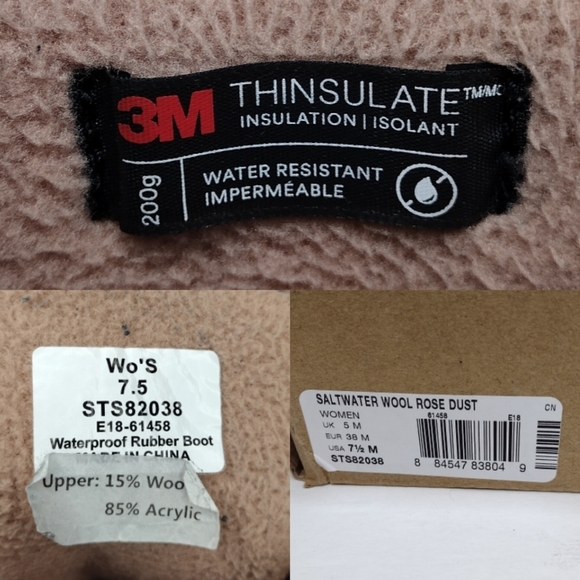 Sperry Saltwater Wool Rose Dust Insulated Lace Up Waterproof Winter Boots - Picture 14 of 16